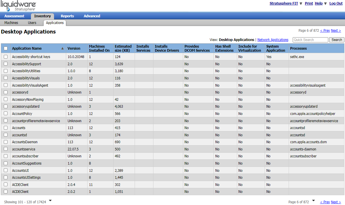 Application Inventory Examples Assessing Desktop Configuration & Application Inventory